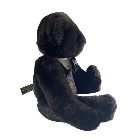 Vintage 1997 Vermont Teddy Bear Jointed Dark Chocolate Brown Bow Tie 16” - Picture 4 of 12
